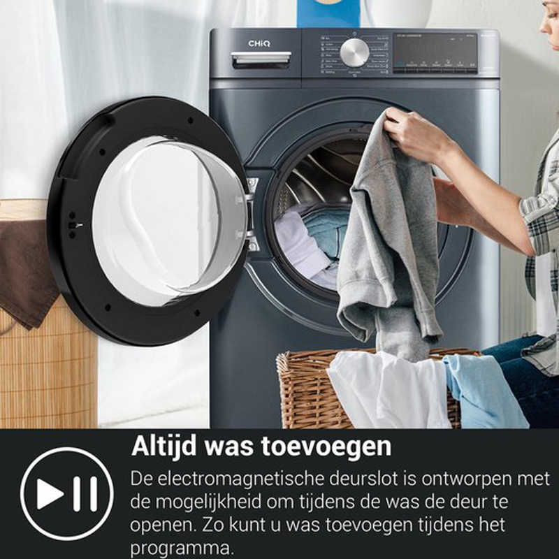 CHiQ CFL100-14586IM3XB Compacte Wasmachine - 10 kg - 1400 TPM - Stoomwassen & Quick Wash - Energieklasse B