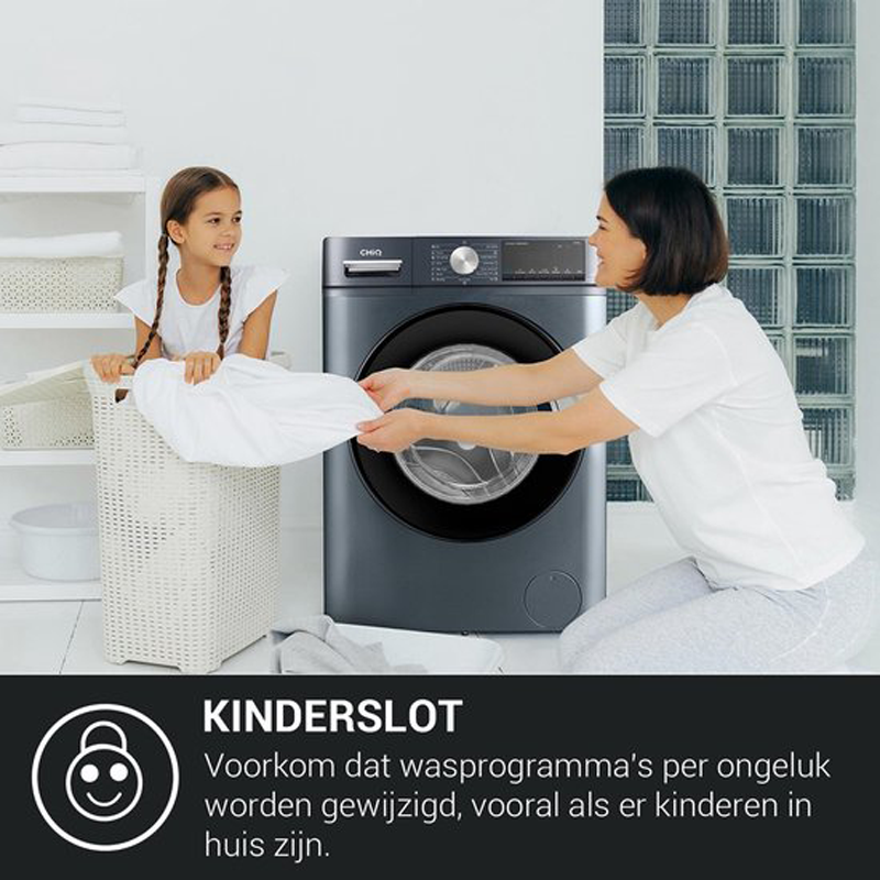 CHiQ CFL100-14586IM3XB Compacte Wasmachine - 10 kg - 1400 TPM - Stoomwassen & Quick Wash - Energieklasse B