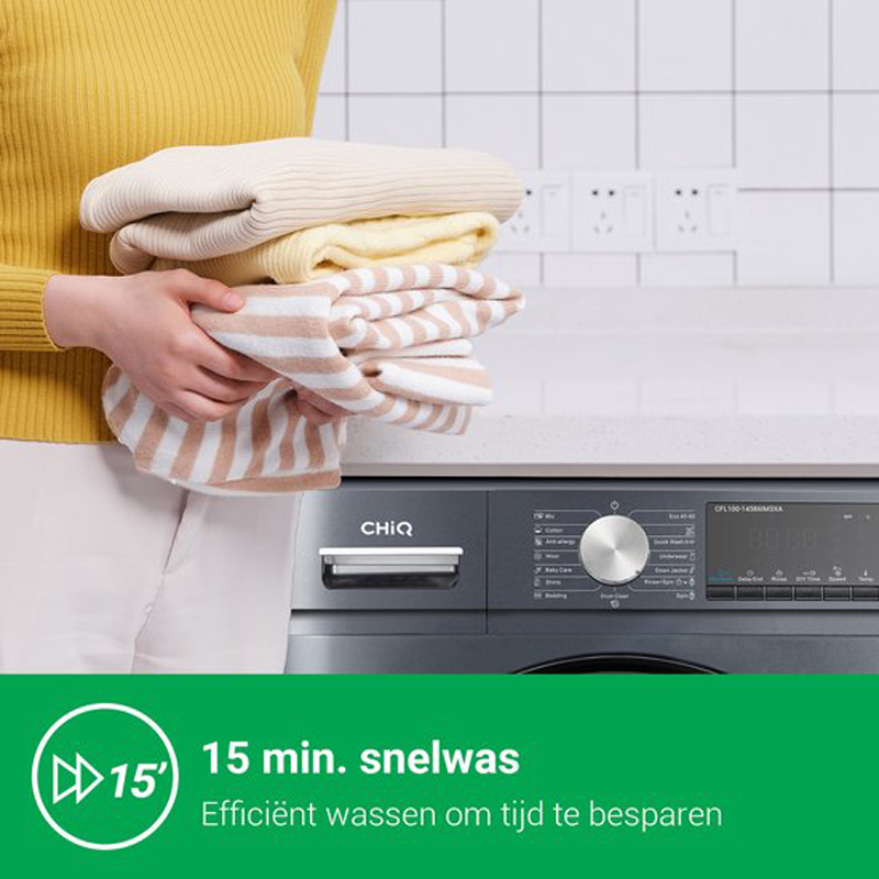 CHiQ CFL100-14586IM3XB Compacte Wasmachine - 10 kg - 1400 TPM - Stoomwassen & Quick Wash - Energieklasse B