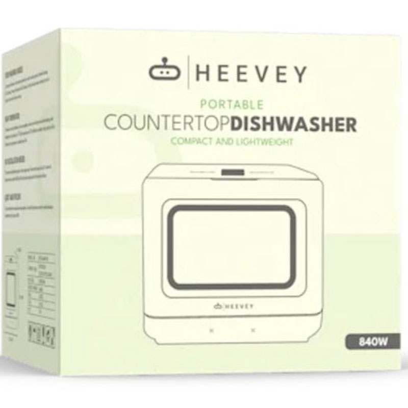 Heevey Mini Vaatwasser - Vrijstaande vaatwasser - Campingvaatwasser - 5 Wasprogramma's - Afwas - Sterilisatiesysteem - Droogfunctie 75°C - Met app - Inclusief 5 Vaatwasblokjes