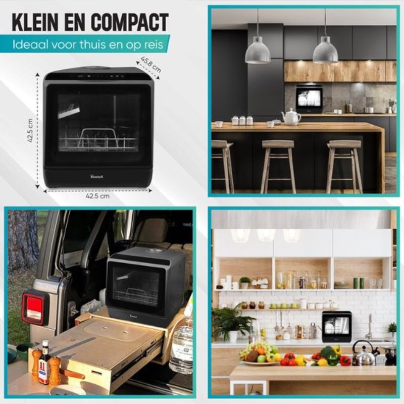 Ventux®-Mini-Vaatwasser-Incl.-App-–-Afwasmachine-–-5-Programmas-–-900-Watt-–-425-x-428-x-458-cm-Zwart