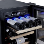 BODEGA43-12C - Design klein wijnkoelkast met compressor - 12 flessen - 3 houten lades - Vrijstaand wijnklimaatkast - Zwart