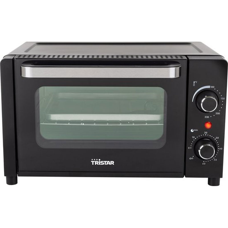 Camping Oven Tristar OV-3615 - Oven 10 Liter - 800 watt - Vrijstaande kleine oven met accessoires - Regelbare thermostaat: 100⁰ tot 230⁰ - Geschikt voor camping - Inclusief bakplaat, grillrooster en handvat - Zwart
