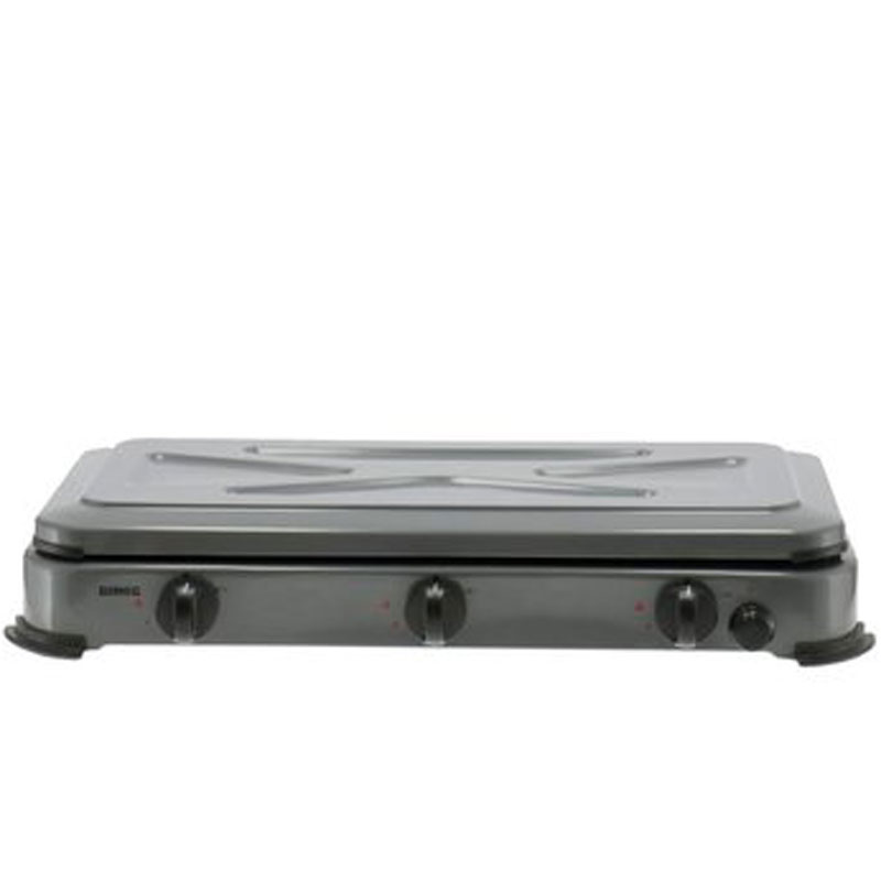 Gimeg Camping Kooktoestel 3-Pits Grijs - Krachtige branders - Elektronische batterijontsteking - Antislipvoetjes