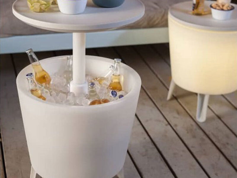 Keter Coolbar | De Musthave voor je Tuinset Keter Coolbar Partytafel Lichtgevend - 49,5x49,5x57cm-84.5cm - 30 L - Wit