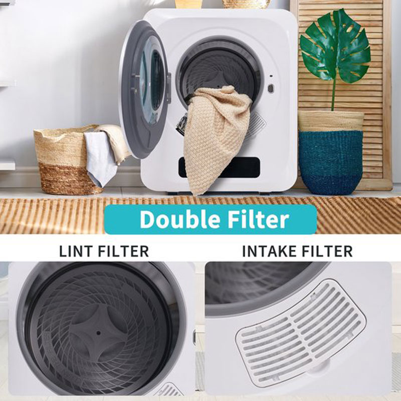 Merax Mini Wasdroger met Wandmontage - Droger tot 4 kg Capaciteit - 6 Programma's - Energieklasse C - Wit