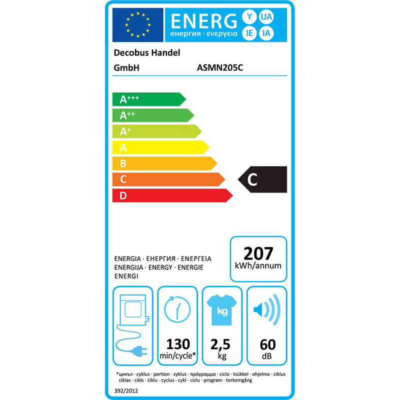 Merax Mini Wasdroger met Wandmontage - Droger tot 4 kg Capaciteit - 6 Programma's - Energieklasse C - Wit