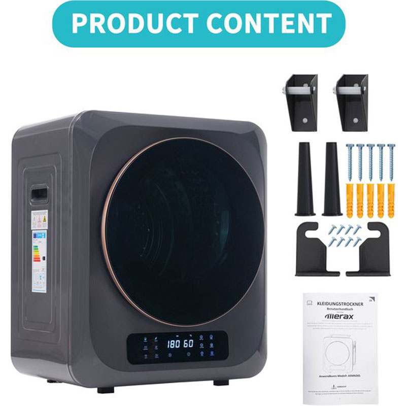 Merax Mini Wasdroger met Wandmontage - Droger tot 4 kg Capaciteit - Energieklasse C - Grijs