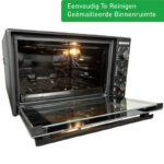 Merkador Vrijstaande Oven - 40 Liter - 1300 Watt - Hetelucht - Eenvoudig Te Reinigen Geëmailleerde Binnenruimte - Zwarte Mini Oven