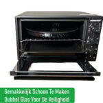 Merkador Vrijstaande Oven - 40 Liter - 1300 Watt - Hetelucht - Eenvoudig Te Reinigen Geëmailleerde Binnenruimte - Zwarte Mini Oven