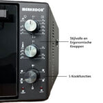 Merkador Vrijstaande Oven - 40 Liter - 1300 Watt - Hetelucht - Eenvoudig Te Reinigen Geëmailleerde Binnenruimte - Zwarte Mini Oven