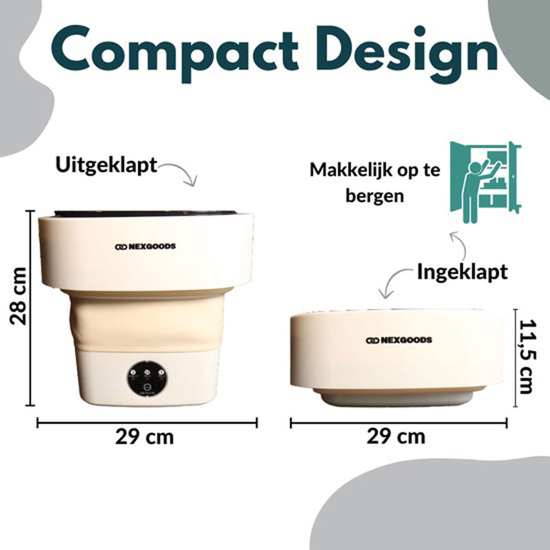 NexGoods Mini Wasmachine - Camping wasmachine - Opvouwbaar - Wasmachine - Compact