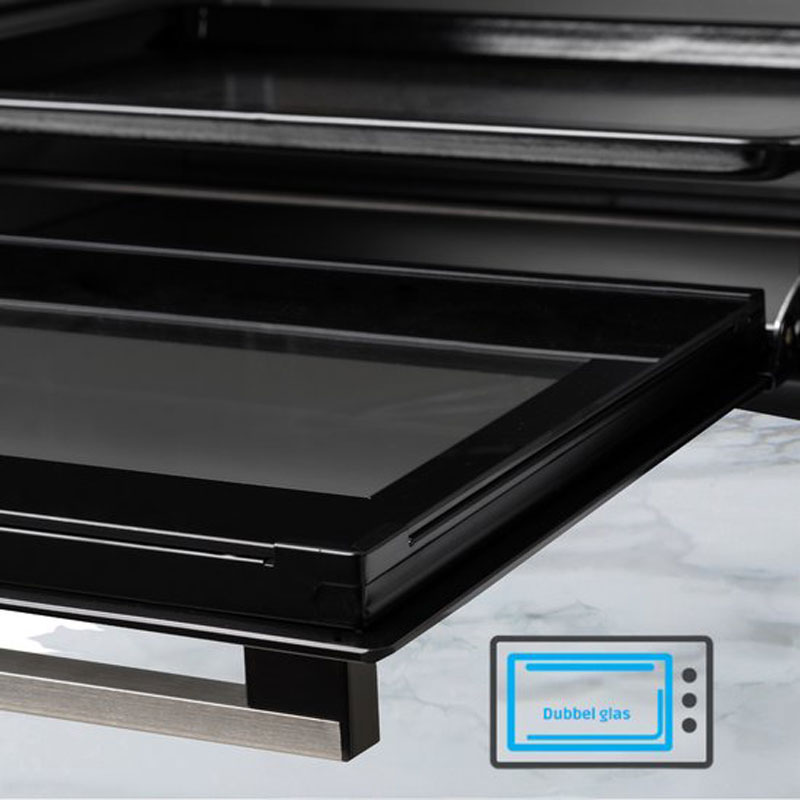 OptimumX Vrijstaande Ovens, 60 Liter Mini Oven – Convectie Oventje - Hetelucht - Draaispit - Timer - Zwart - 2200 Watt