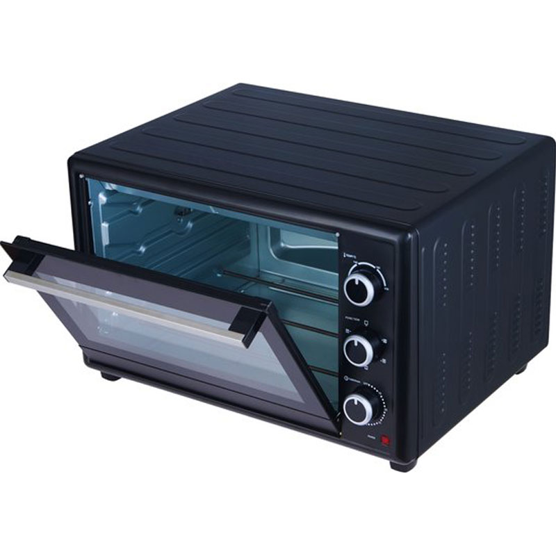 OptimumX Vrijstaande Ovens, 60 Liter Mini Oven – Convectie Oventje - Hetelucht - Draaispit - Timer - Zwart - 2200 Watt