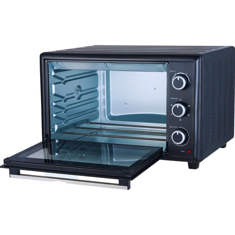 OptimumX Vrijstaande Ovens, 60 Liter Mini Oven – Convectie Oventje - Hetelucht - Draaispit - Timer - Zwart - 2200 Watt