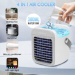 Aigostar Draagbare Aircooler - Mobiele Mini Airco - Draadloze Luchtkoeler met water tank - Luchtbevochtiger functie - USB Aircooler - mist ventilator - Tafelventilator