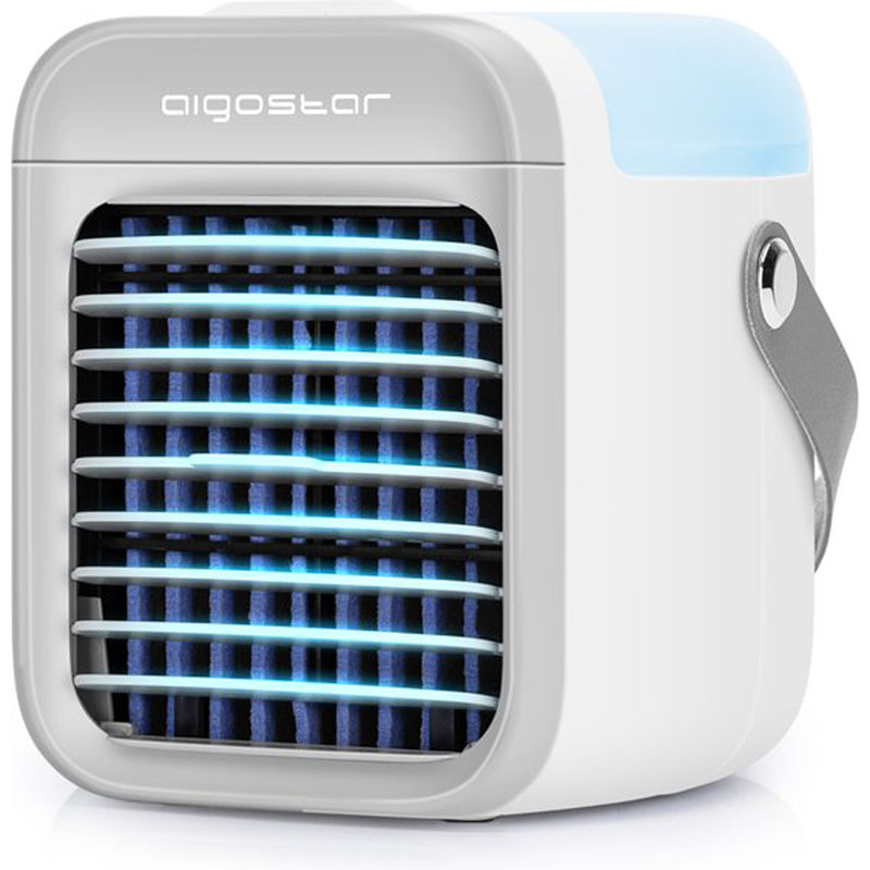 Aigostar Draagbare Aircooler - Mobiele Mini Airco - Draadloze Luchtkoeler met water tank - Luchtbevochtiger functie - USB Aircooler - mist ventilator - Tafelventilator