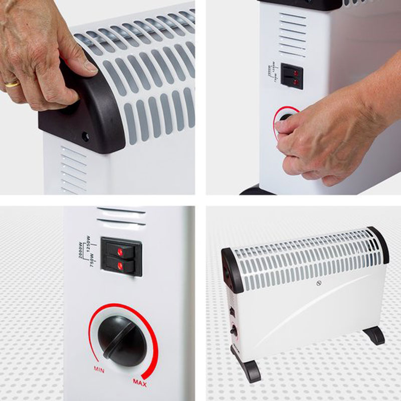 Auronic Elektrische Convectorkachel - 750/1250/2000 Watt - Verstelbare Thermostaat - Wit