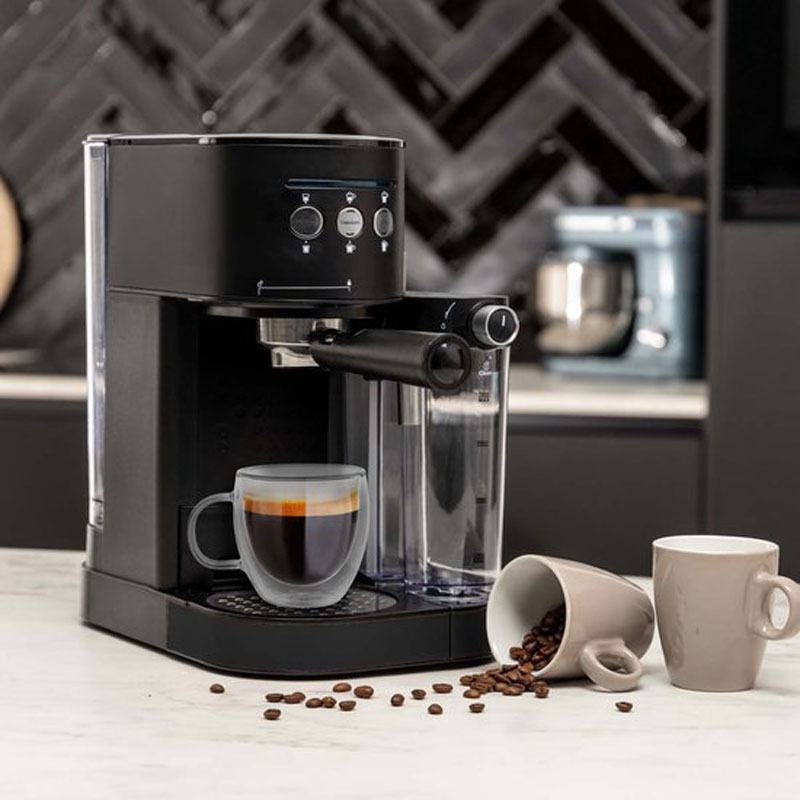 BluMill Koffiemachine - Pistonmachine - Incl. automatische melkschuimer - Mat Zwart