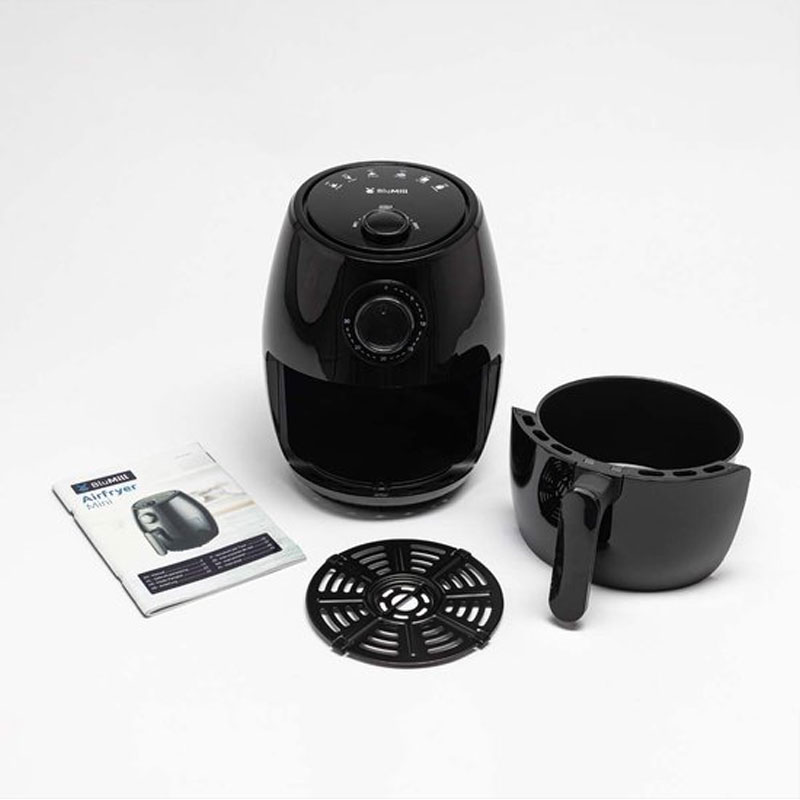BluMill Mini Airfryer - Compacte Heteluchtfriteuse - Airfyer 2 Personen - 1000W - 2L
