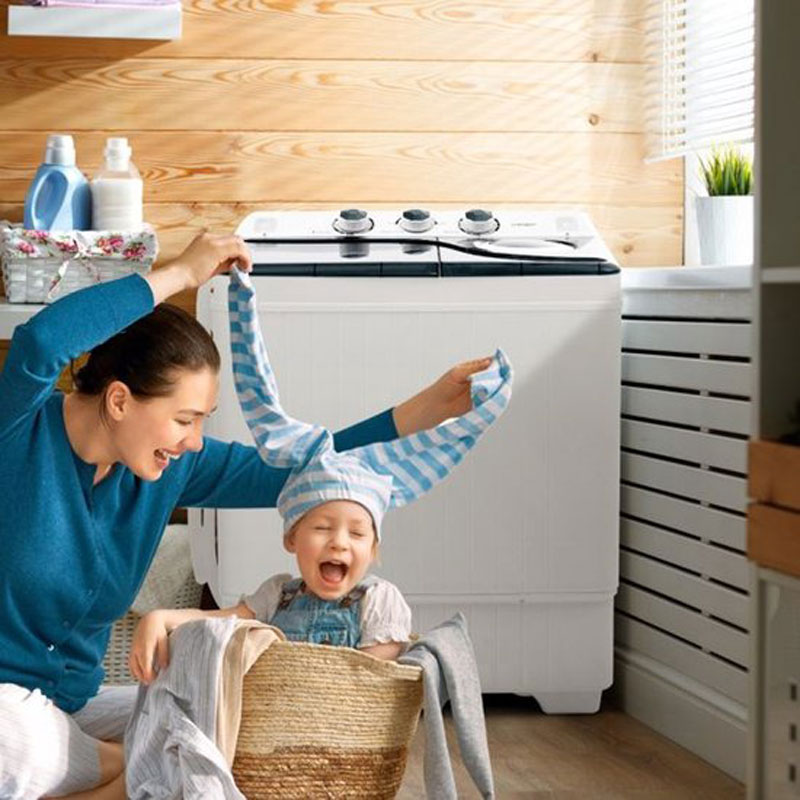 Costway XL Camping Washing Machine - Double Drum 6.5 kg Wash & 2 kg Spin Capacity - Compact Washing Machine - Student Washing Machine Black