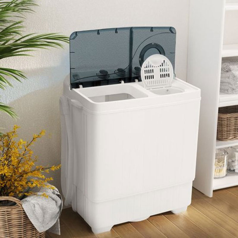 Costway XL Camping Washing Machine - Double Drum 6.5 kg Wash & 2 kg Spin Capacity - Compact Washing Machine - Student Washing Machine Black