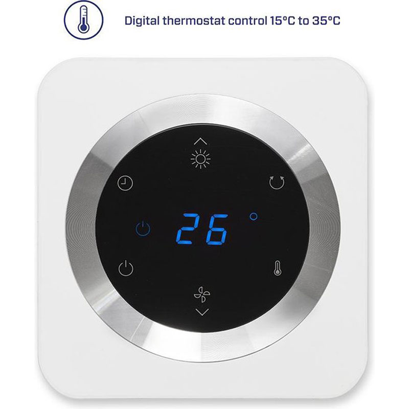 Clean Air Optima® CA-904W - 2in1 Design Ventilator Elektrische Kachel - Verwarmen en Koelen - Stoffilter - Draaicirkel (oscillatie): 80º - Digitale thermostaat instelbaar 15-35°C
