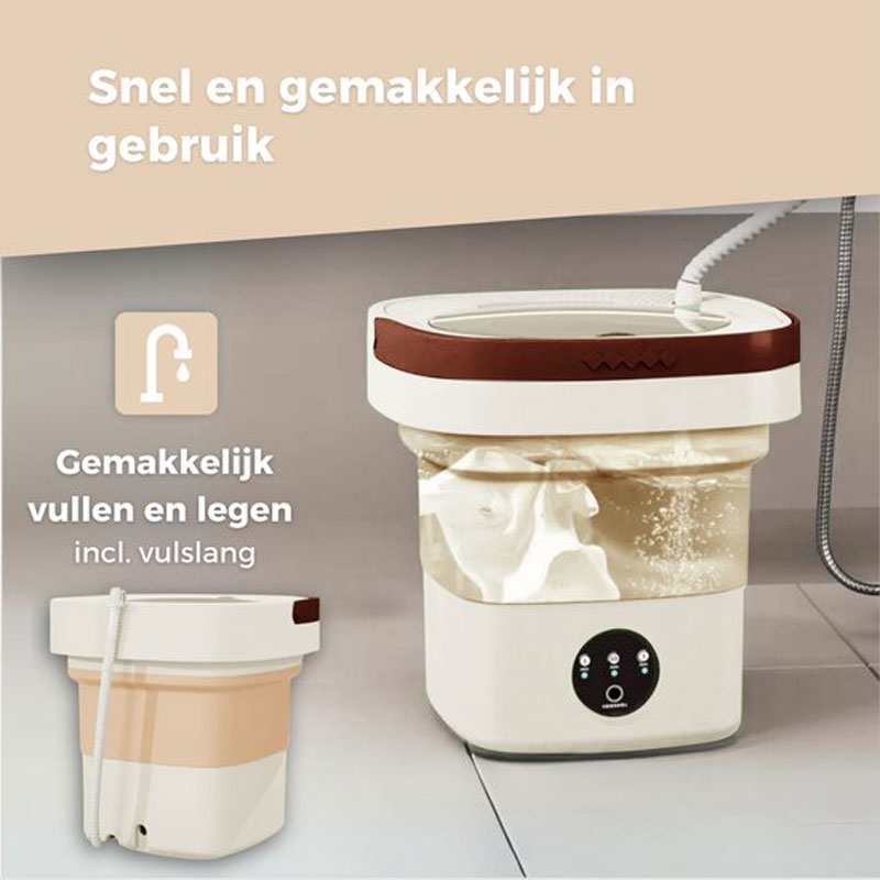 Delugo® Mini Wasmachine - Opvouwbaar - Met Centrifuge - Kleine Camping Wasmachine - Incl. Knijpers - 8L - Wit