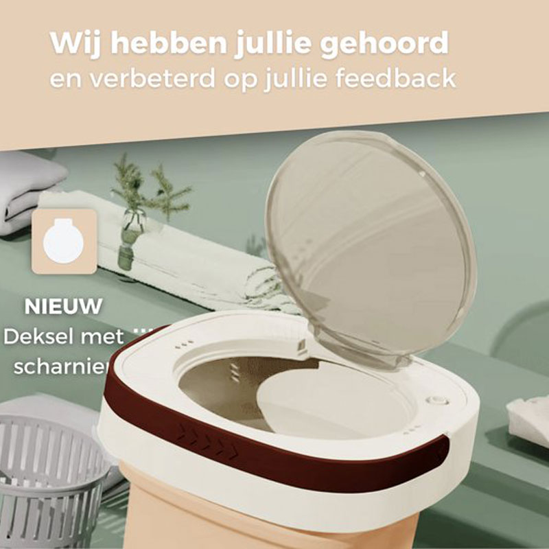 Delugo® Mini Wasmachine - Opvouwbaar - Met Centrifuge - Kleine Camping Wasmachine - Incl. Knijpers - 8L - Wit