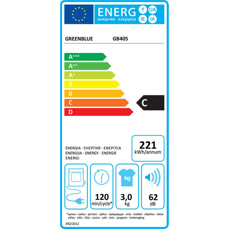 GreenBlue - Elektrische wasdroger 3kg lading | condensdroger - GB405 - 5 Programma`s 830 W
