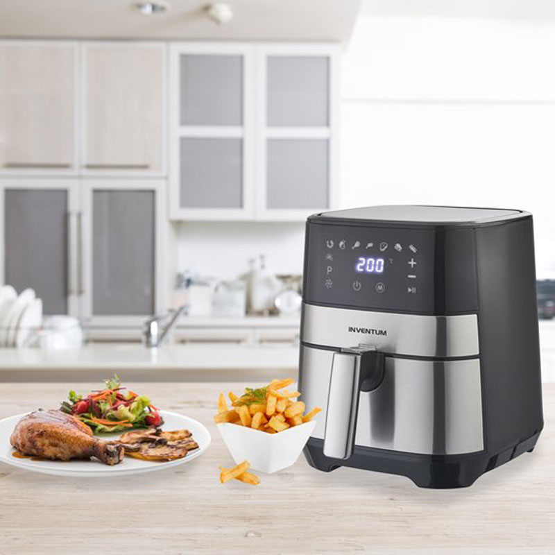 Inventum GF500HLD Airfryer - Hetelucht friteuse - 5 liter - 80 tot 200 C - 1700 watt - Zwart RVS