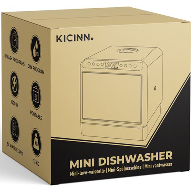 Kicinn Mini Vaatwasser - Vaatwasser - Vaatwasser Vrijstaand - Afwasmachine - Camping Vaatwasser - Wit