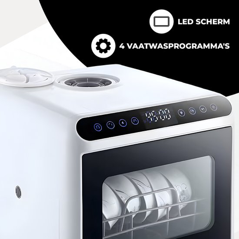 Kicinn Mini Vaatwasser - Vaatwasser - Vaatwasser Vrijstaand - Afwasmachine - Camping Vaatwasser - Wit