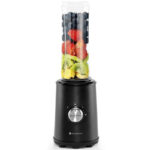 KitchenBrothers Mini Blender - Blender to Go - Smoothie Maker - 2 To-Go Bekers 600 ml - Zwart