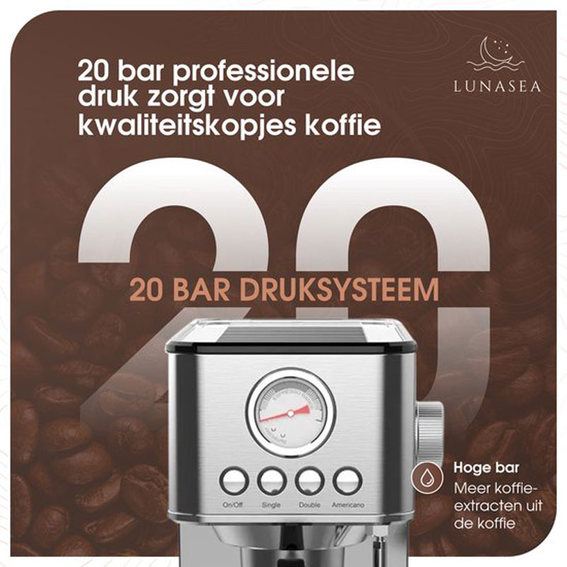 LunaSea's Pistonmachine - Espressomachine - Koffiezetapparaat - Koffiemachine - Modern design - Klein formaat