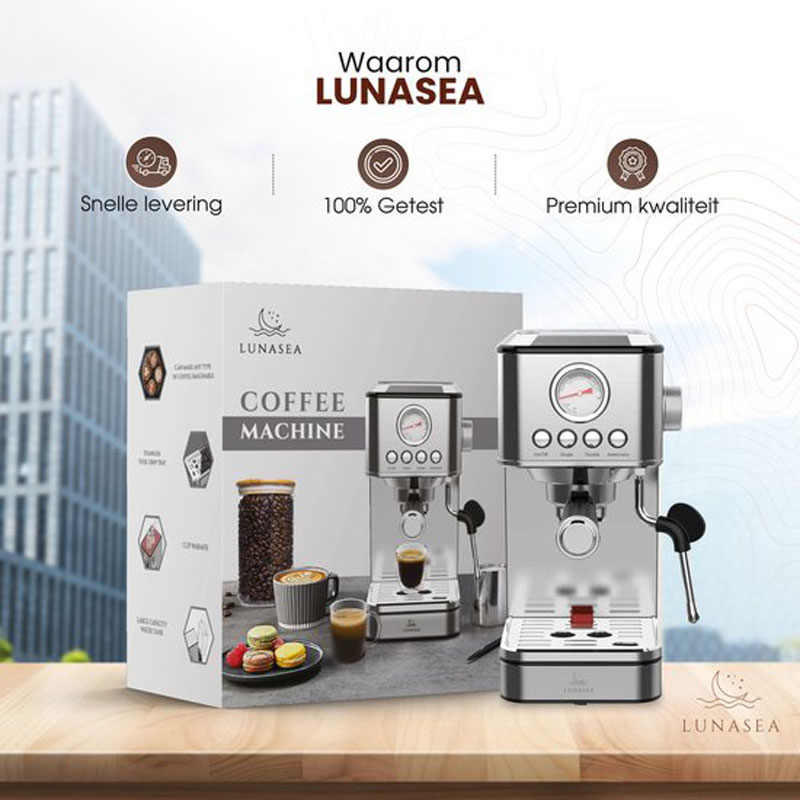 LunaSea's Pistonmachine - Espressomachine - Koffiezetapparaat - Koffiemachine - Modern design - Klein formaat
