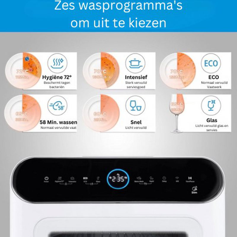 MIDEA ST Mini Vaatwasser - Vrijstaande Vaatwasser - Mini Vaatwasser Met Waterreservoir - Mini Vaatwassers - Kleine vaatwasser - Vrijstaande vaatwasser