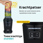 MOA Mini Blender - Blender to Go - Smoothie Maker - 2 To-Go Bekers 600 ml - 800W - Zwart