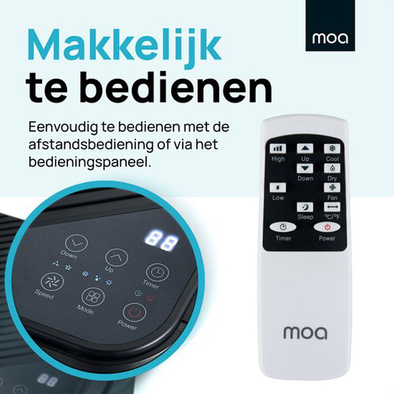 MOA Mobile Air Conditioner - 9000 BTU - Air Conditioning - Suitable for Dehumidification - Including Wheels - incl. Window Seal Kit - Black - A010B