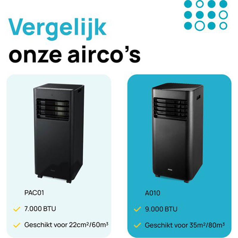 MOA Mobile Air Conditioner - 9000 BTU - Air Conditioning - Suitable for Dehumidification - Including Wheels - incl. Window Seal Kit - Black - A010B