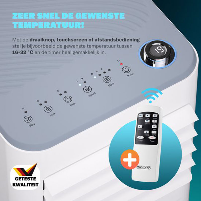 MONZANA Airco 7000BTU - 3in1 Rolluikkit - Mobiel - 16-32C