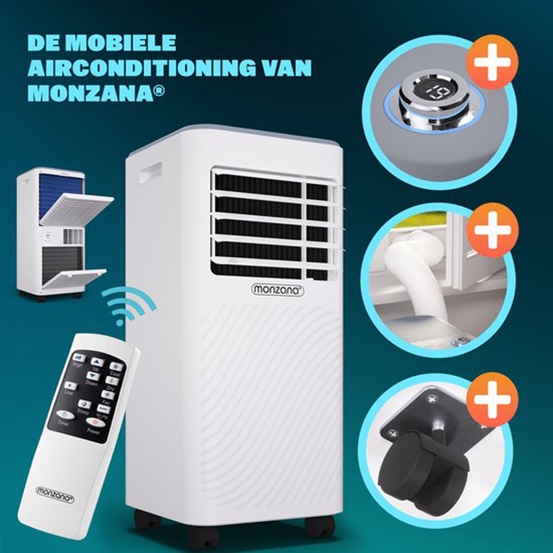 MONZANA Airco 7000BTU - 3in1 Rolluikkit - Mobiel - 16-32C