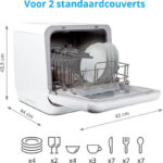 Medion Mini Afwasmachine, tafelmodel, vaatwasser, 2 couverts, werkt met/zonder wateraansluiting, 6 reinigingsprogramma's, starttijdkeuze, vrijstaand, MD 37217 [Energieklasse G]