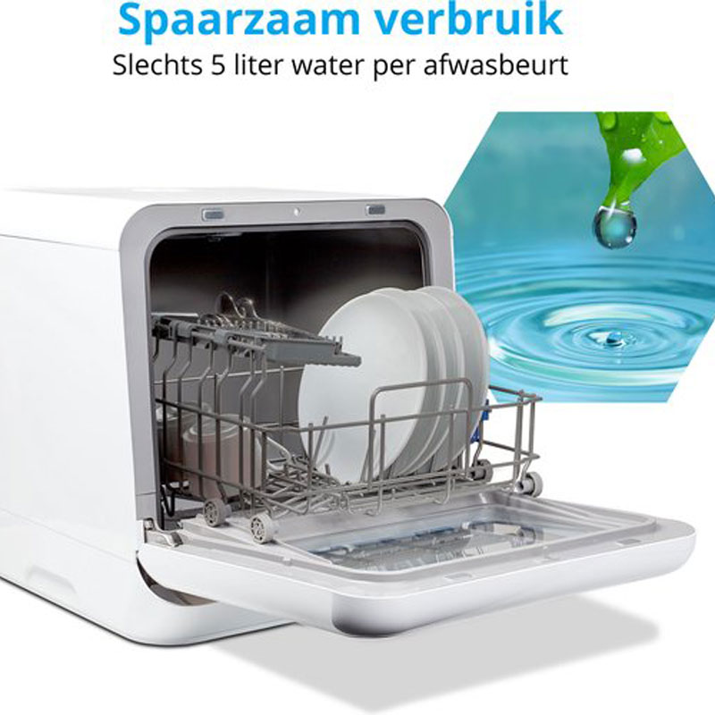 Medion Mini Afwasmachine, tafelmodel, vaatwasser, 2 couverts, werkt met/zonder wateraansluiting, 6 reinigingsprogramma's, starttijdkeuze, vrijstaand, MD 37217 [Energieklasse G]