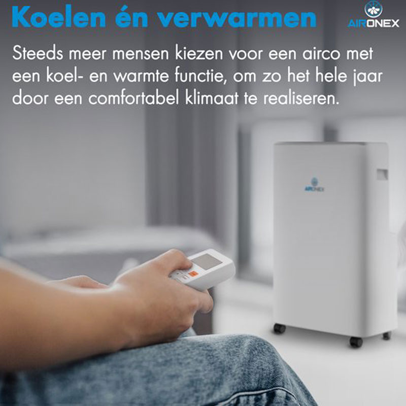 Mobiele Airco Aironex 12000 BTU - Airconditioner Wit - Airco met Raamafdichting - Stille Airconditioning met Afstandsbediening - Mobiele Airco voor Slaapkamer, Woonkamer, Kantoor