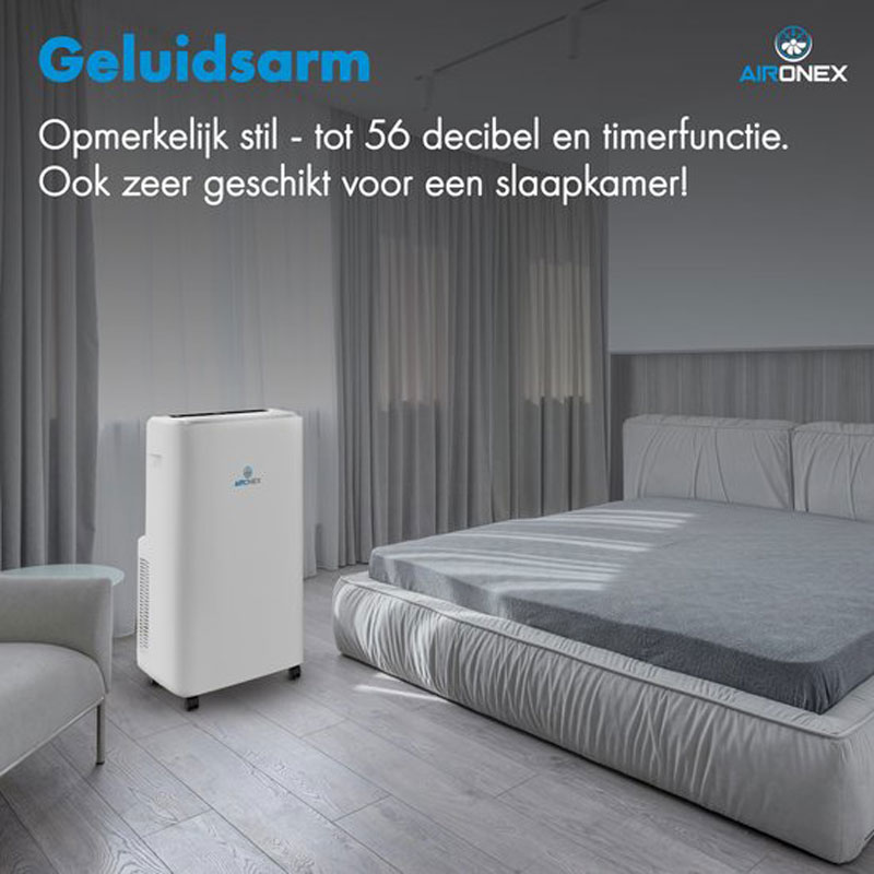 Mobiele Airco Aironex 12000 BTU - Airconditioner Wit - Airco met Raamafdichting - Stille Airconditioning met Afstandsbediening - Mobiele Airco voor Slaapkamer, Woonkamer, Kantoor