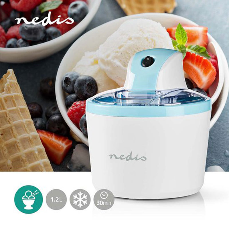 Nedis Ice Cream Maker - 1.2 l - Blue White - Aluminum Plastic