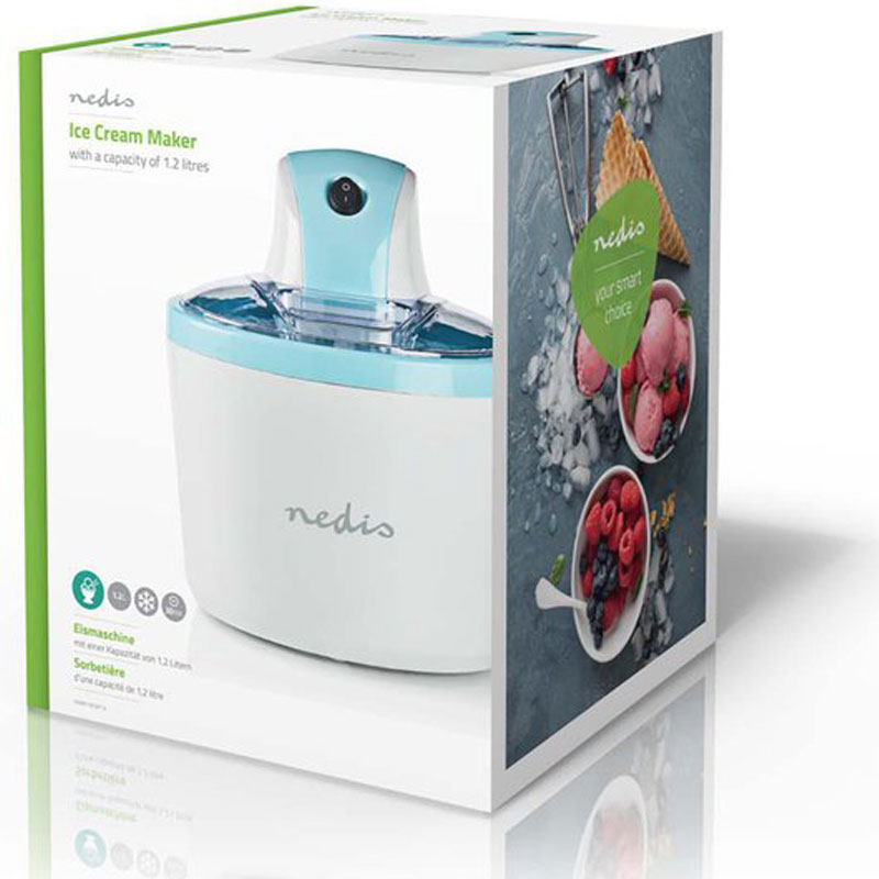Nedis Ice Cream Maker - 1.2 l - Blue White - Aluminum Plastic
