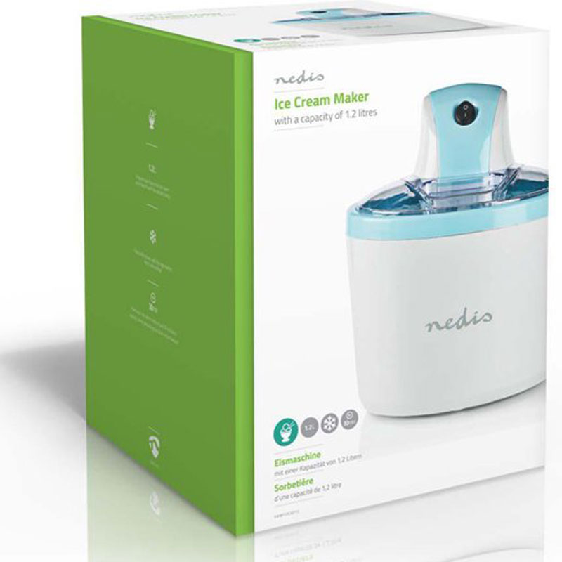 Nedis Ice Cream Maker - 1.2 l - Blue White - Aluminum Plastic
