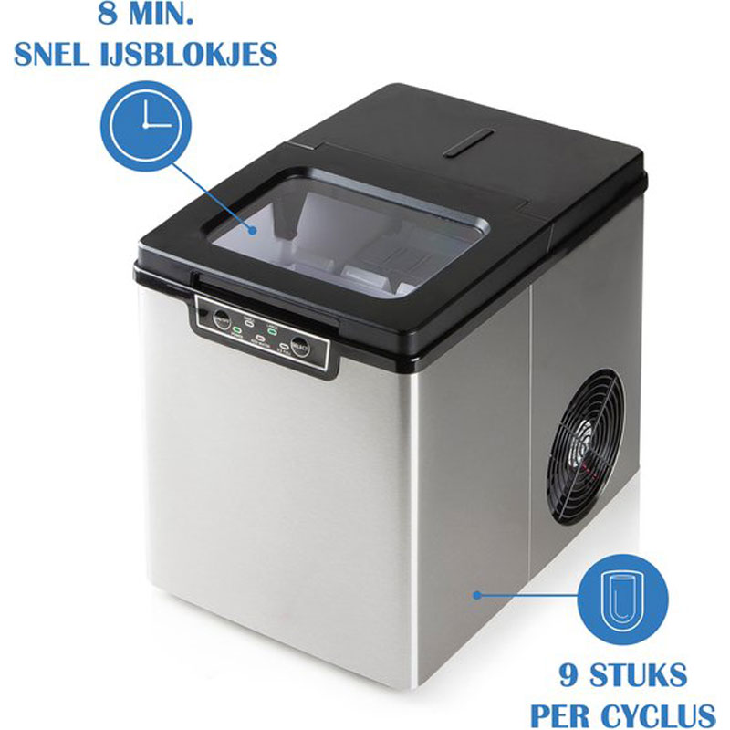 PRIMO PR403IB IJsblokjesmachine - IJsblokmaker met IJsschep - Kleine & Grote IJsblokjes - 1,8L - 12kg/24u - RVS